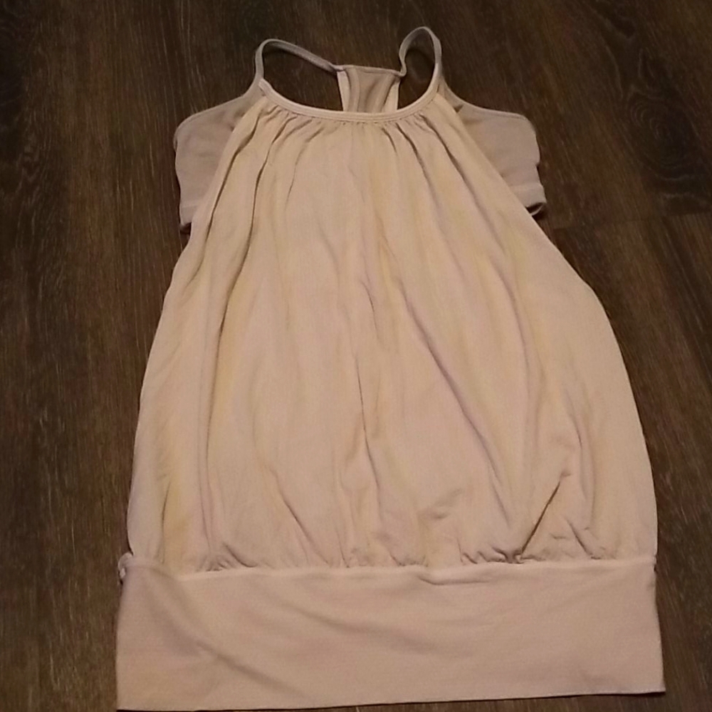 Light grey workout shirt with built in bra